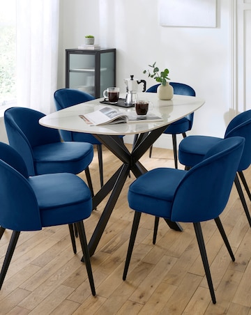 Brock Dining Table with 6 Emilie Velvet Chairs