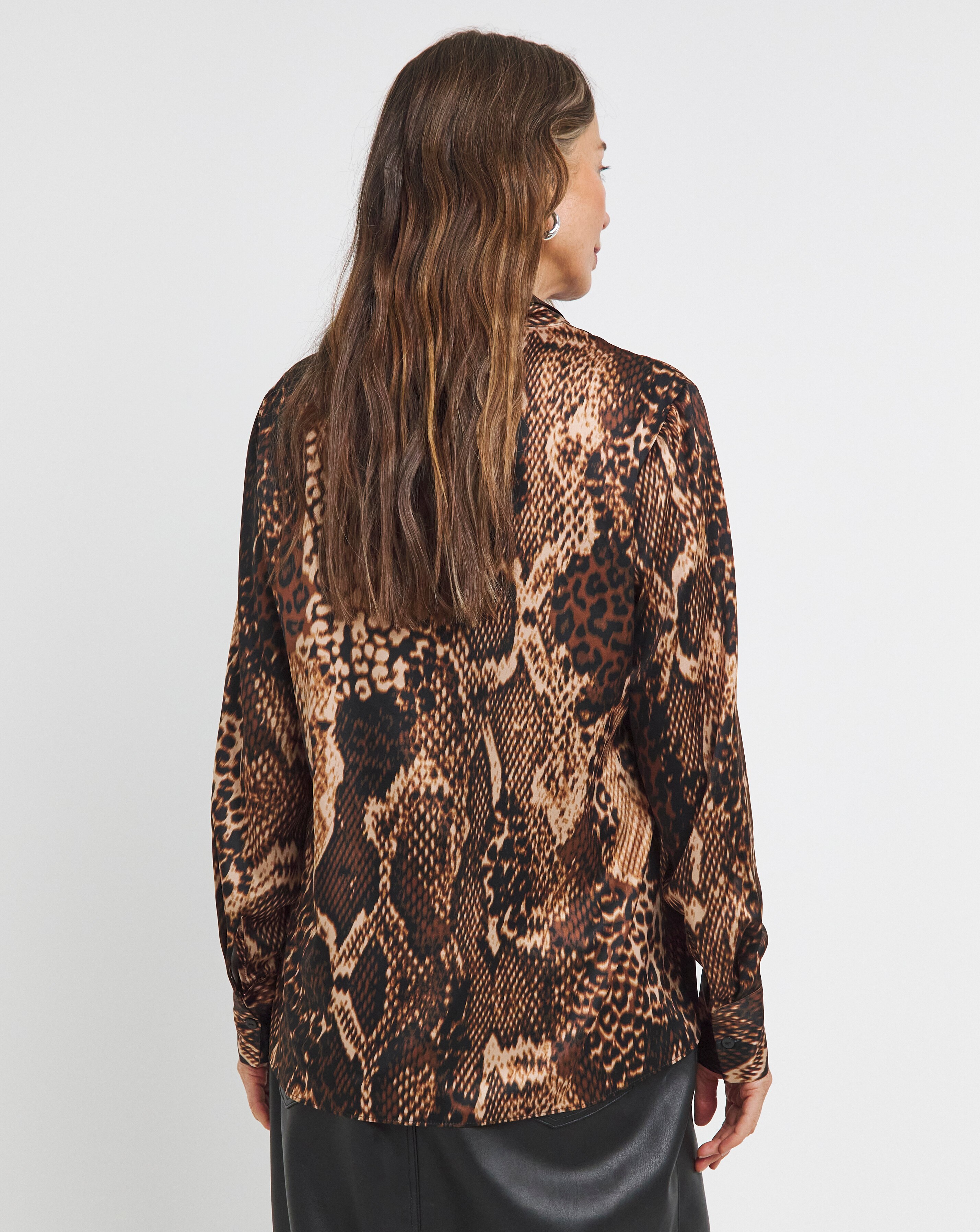 snake print satin blouse