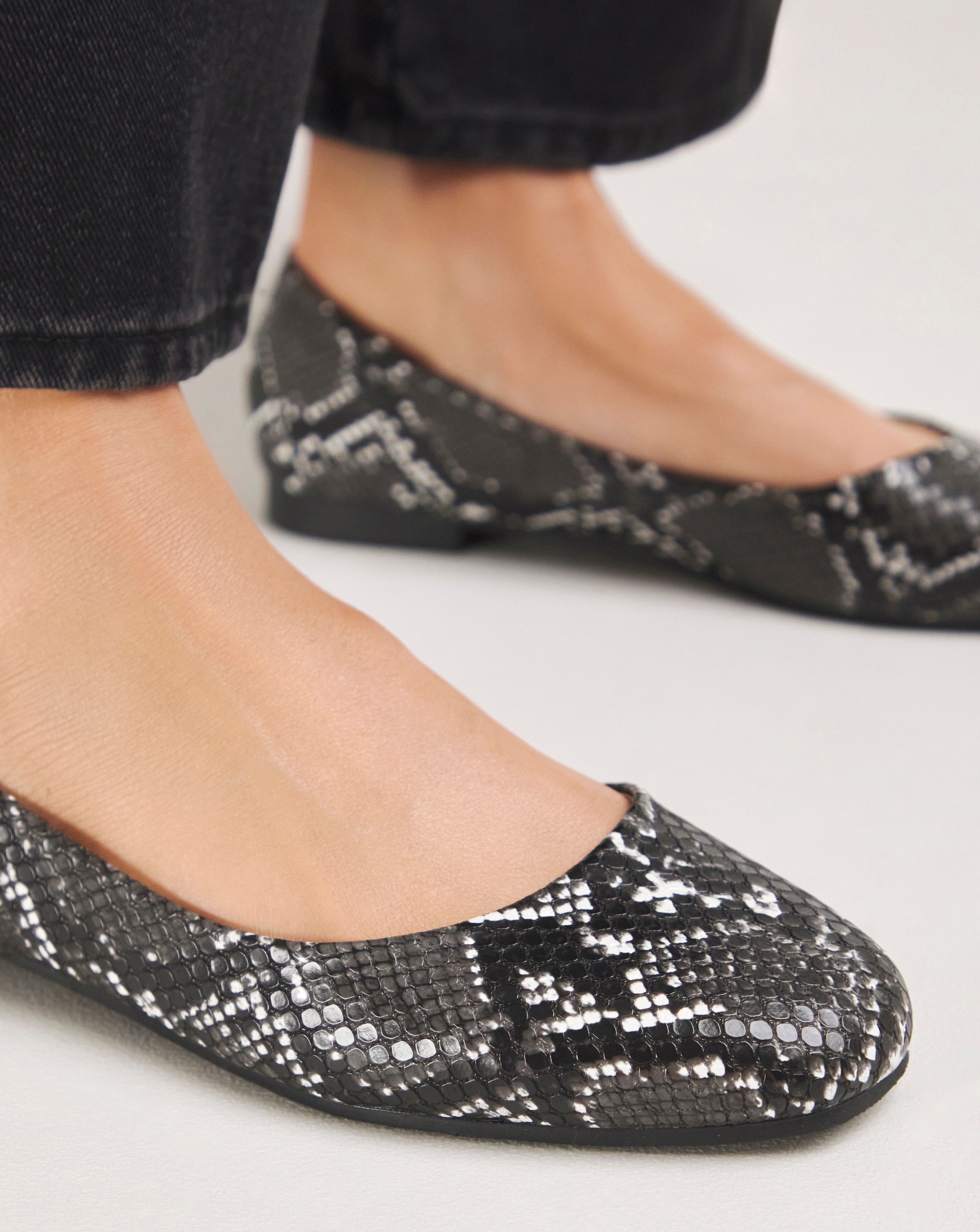 Clarice Square Toe Snake Ballerina Shoes Wide Fit (E) JD Williams