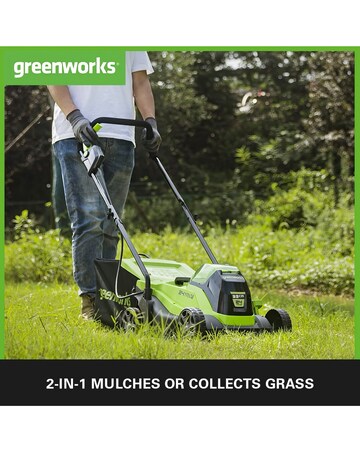 Greenworks 24V 33cm Cordless Brushless Lawnmower (4AH Battery & 2A Charger)