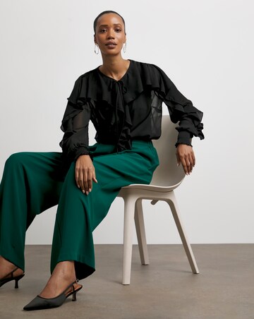 Joanna Hope Crinkle Chiffon Ruffle Blouse