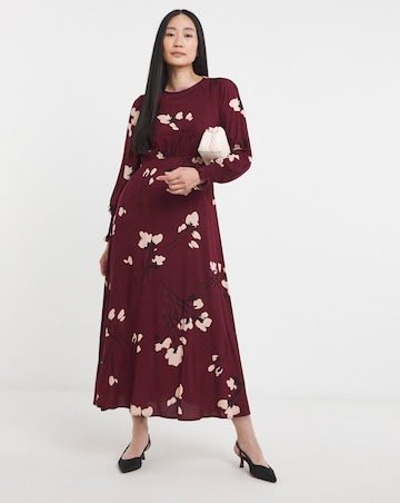 Shirred Cuff Long Sleeve Tea Dress