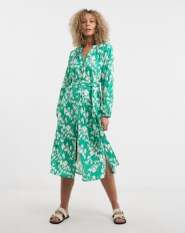 Printed Belted Kaftan Dress