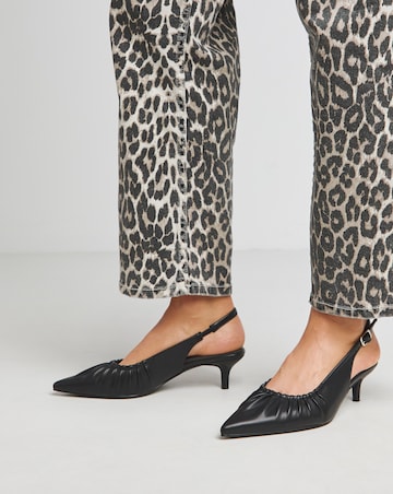 Tilda Ruched Front Kitten Heel Slingback Shoes - Wide Fit (E)