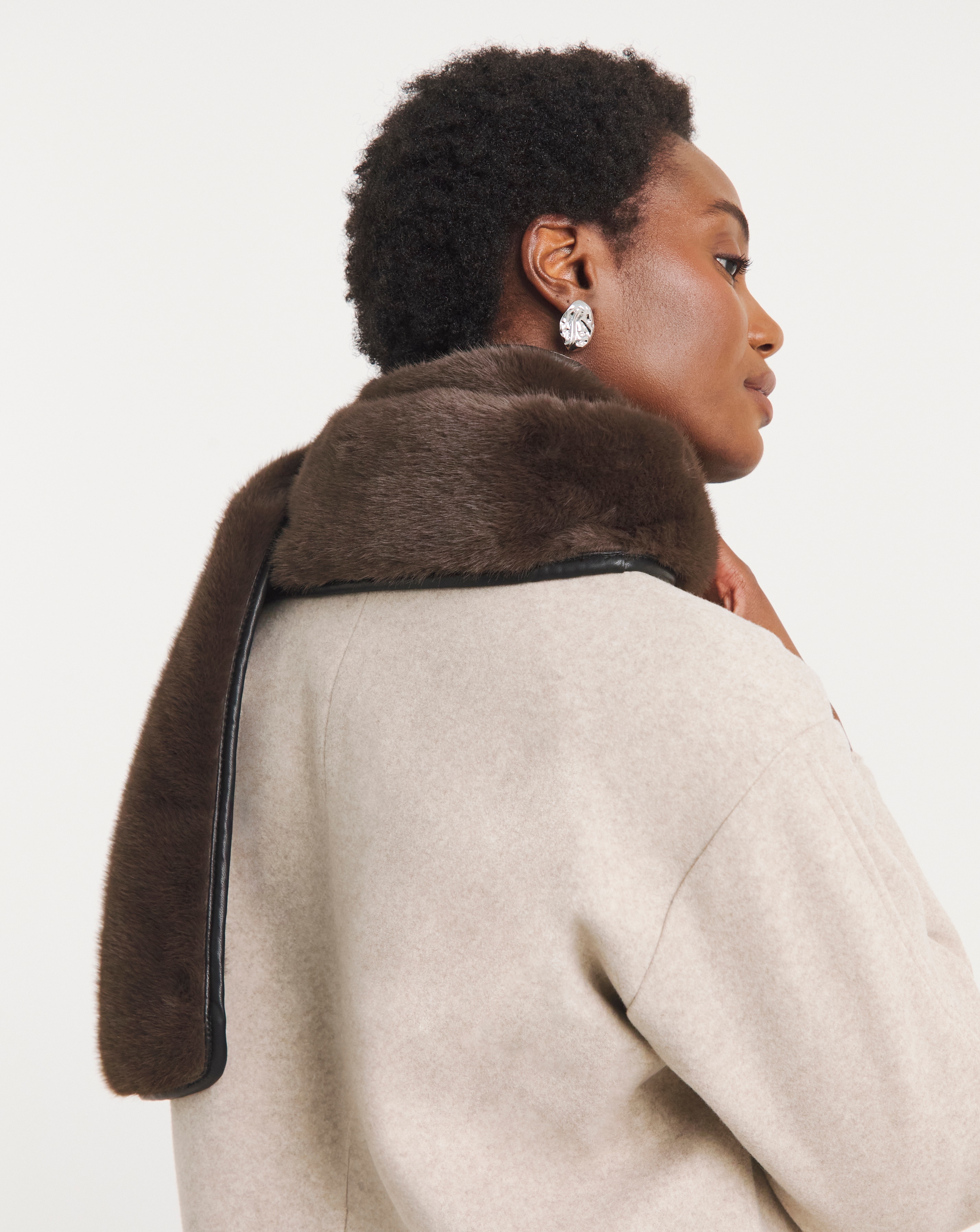Faux Fur PU Trim Scarf | JD Williams