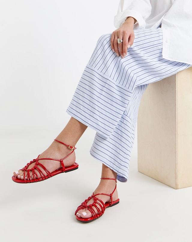 Cinder Tubular Woven Flat Sandals - Wide Fit (E)