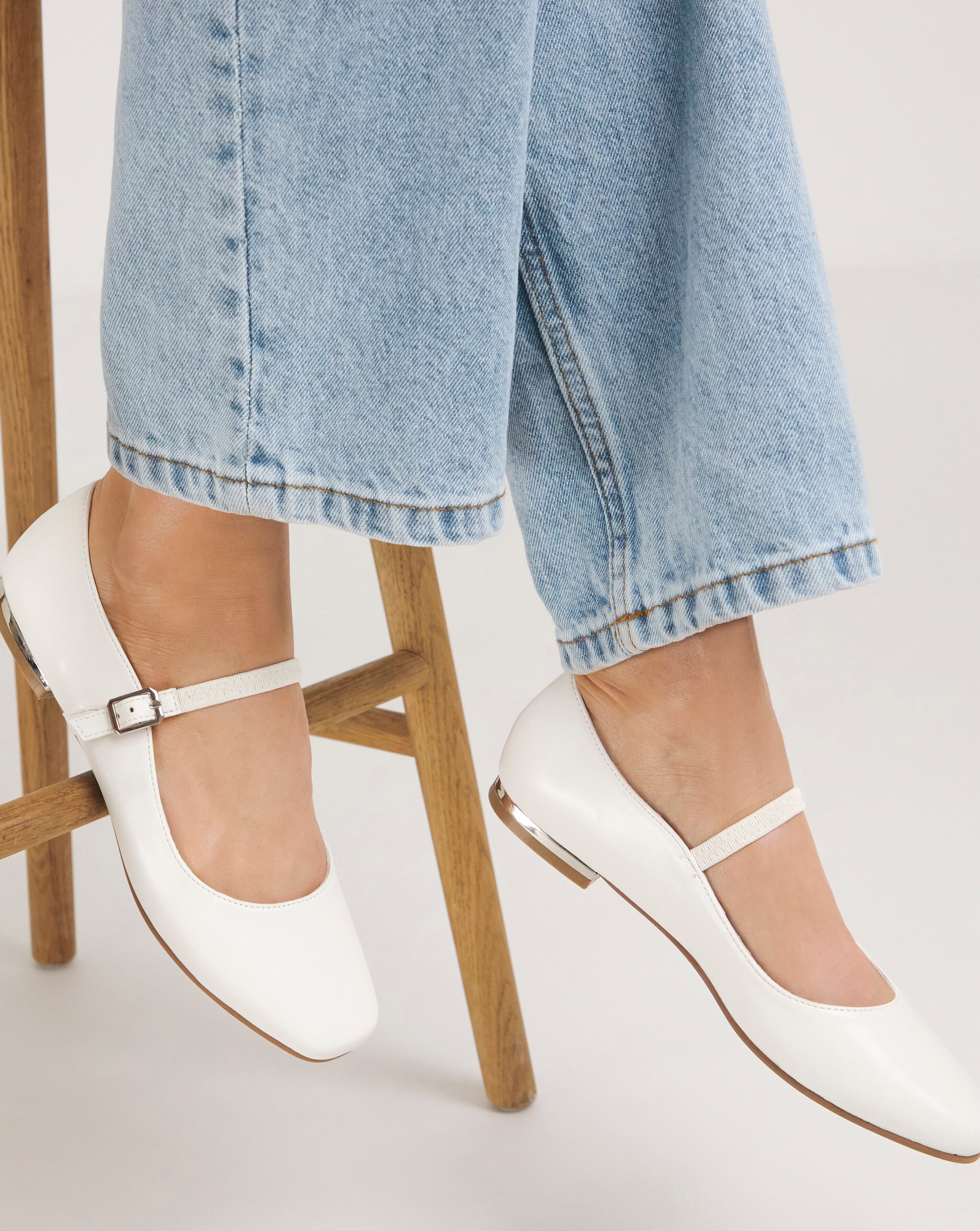 Simply Be Emilie Mary Jane Stretch Ballerina Shoes - Wide Fit (E)