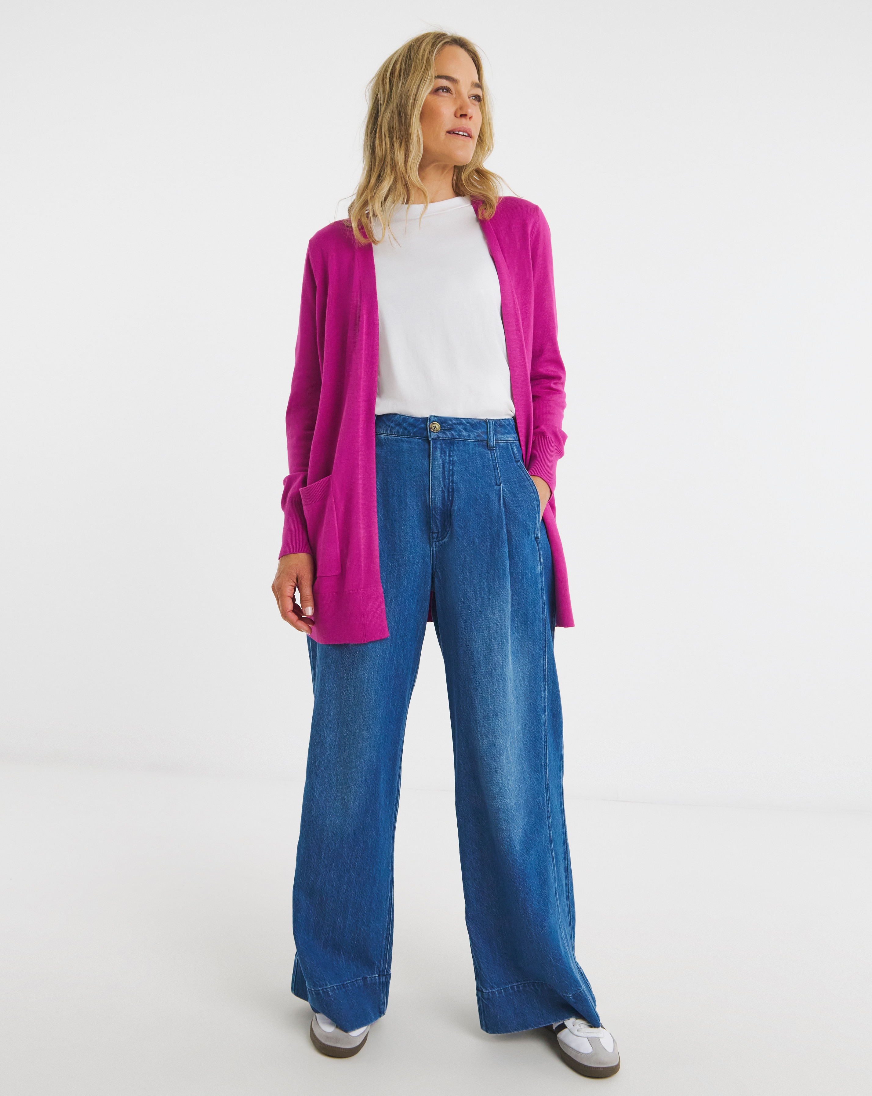 Eversoft Pink Longline Edge To Edge Cardigan | JD Williams