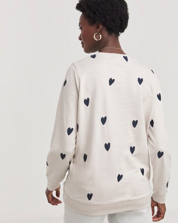 Oatmeal Embroidered Heart Sweatshirt