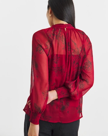 High Neck Chiffon Long Sleeve Blouse