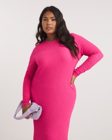 Pink Textured Jersey Midaxi Dress