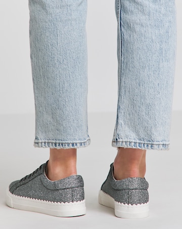 Janey Scalloped Edge Lace Up Trainer Wide E Fit