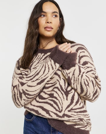 Simply Be Zebra Print Crew Neck Jumper