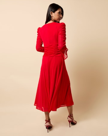 Little Mistress Red Mesh Shirt Midaxi Dress
