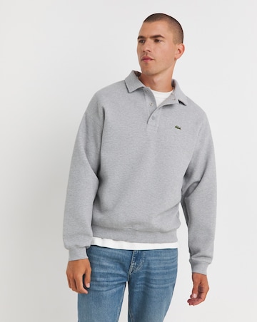 Lacoste Grey Marl Polo Collar Double Pique Sweatshirt