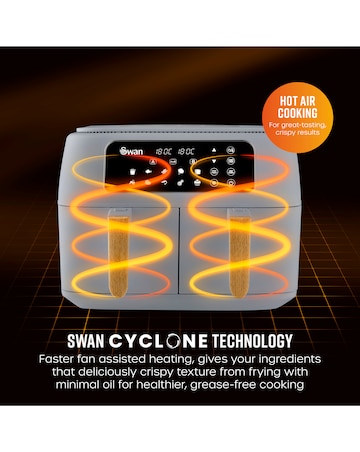 Swan Nordic Grey 8L Digital Dual Basket Air Fryer