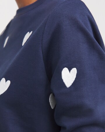 Navy Embroidered Heart Sweatshirt