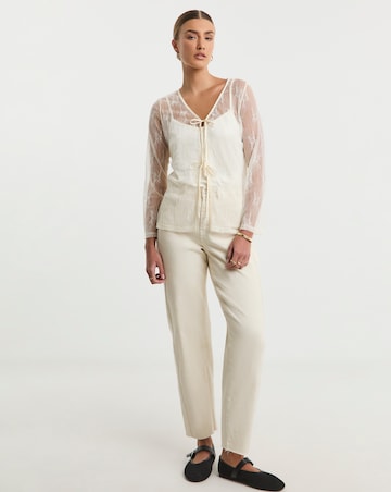 Simply Be Ecru Lace Tie Front Cardi