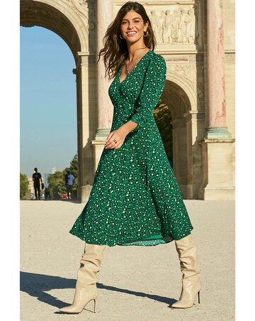 Sosandar Animal Ruched Front Midi Dress