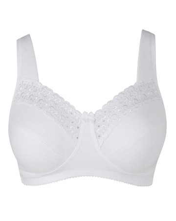 Miss Mary of Sweden Broderie Anglaise Cotton Non Wired Bra White