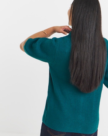 Teal Boxy Half Sleeve Cardigan