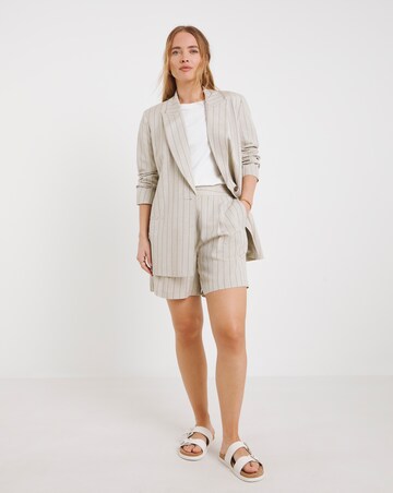 Simply Be Neutral Linen Blend Pinstripe Co-ord Blazer
