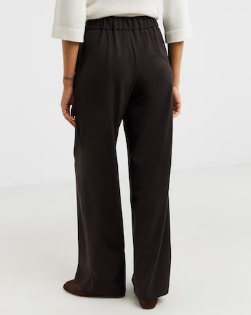 Chocolate Tailored Elastic Waist Wide Trousers