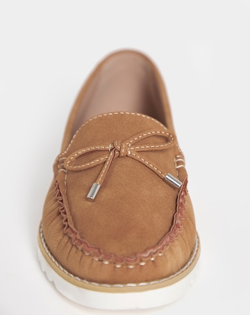 Cushion Walk Bow Detail Moccasin Flats - Wide Fit (E)