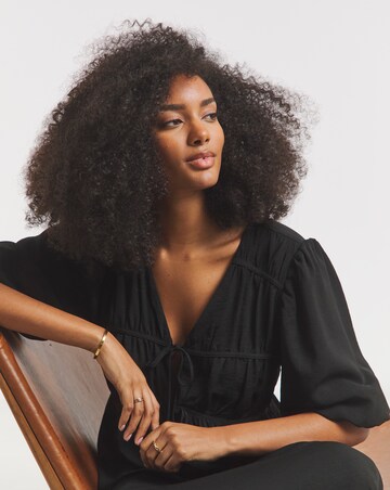 Simply Be Black Cinch Detail Midi Dress With Pockets