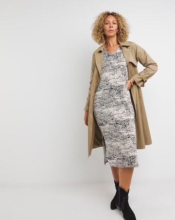 3/4 Sleeve Side Slit Midi T-Shirt Dress