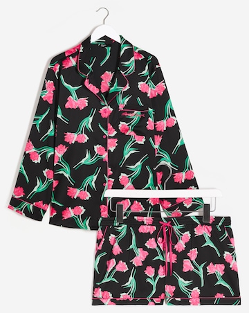 Nobodys Child Satin Revere Long Sleeve Shortie PJ Set