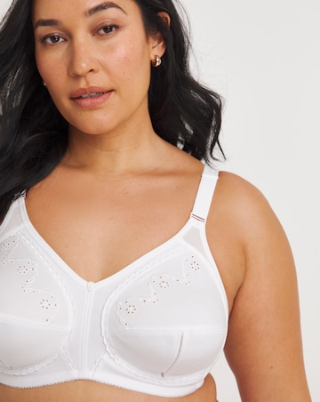 Pretty Secrets Dotty Embroidered Full Cup Non Wired White Bra C-H -White