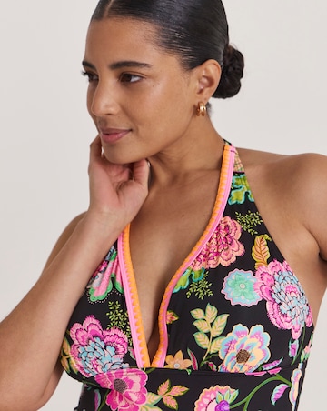 Figleaves Floral Print Plunge Halterneck Swimsuit