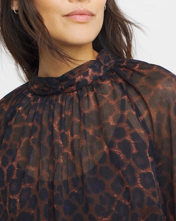 High Neck Chiffon Long Sleeve Blouse