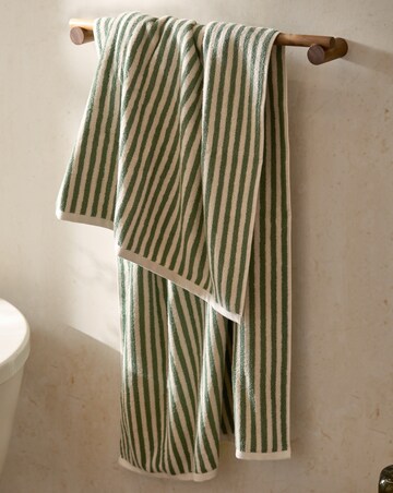 Yard Hebden Stripe Cotton Towel - Forest