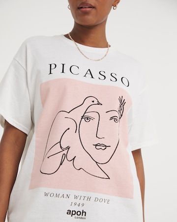 White Picasso Woman With Dove Graphic T-Shirt