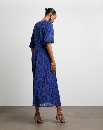 Joanna Hope Lace Dress With Puff Sleeves