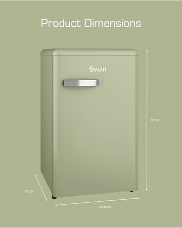 Swan SR11035GNE Retro Under Counter Fridge 90L - Green