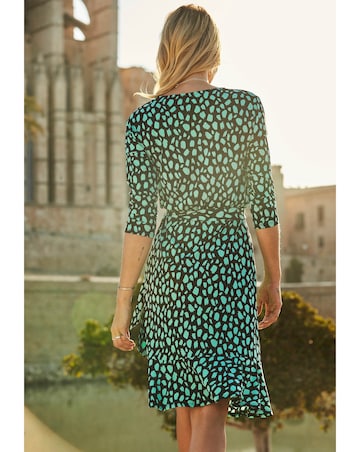 Sosandar Animal Print Ruffle Hem Belted Dress