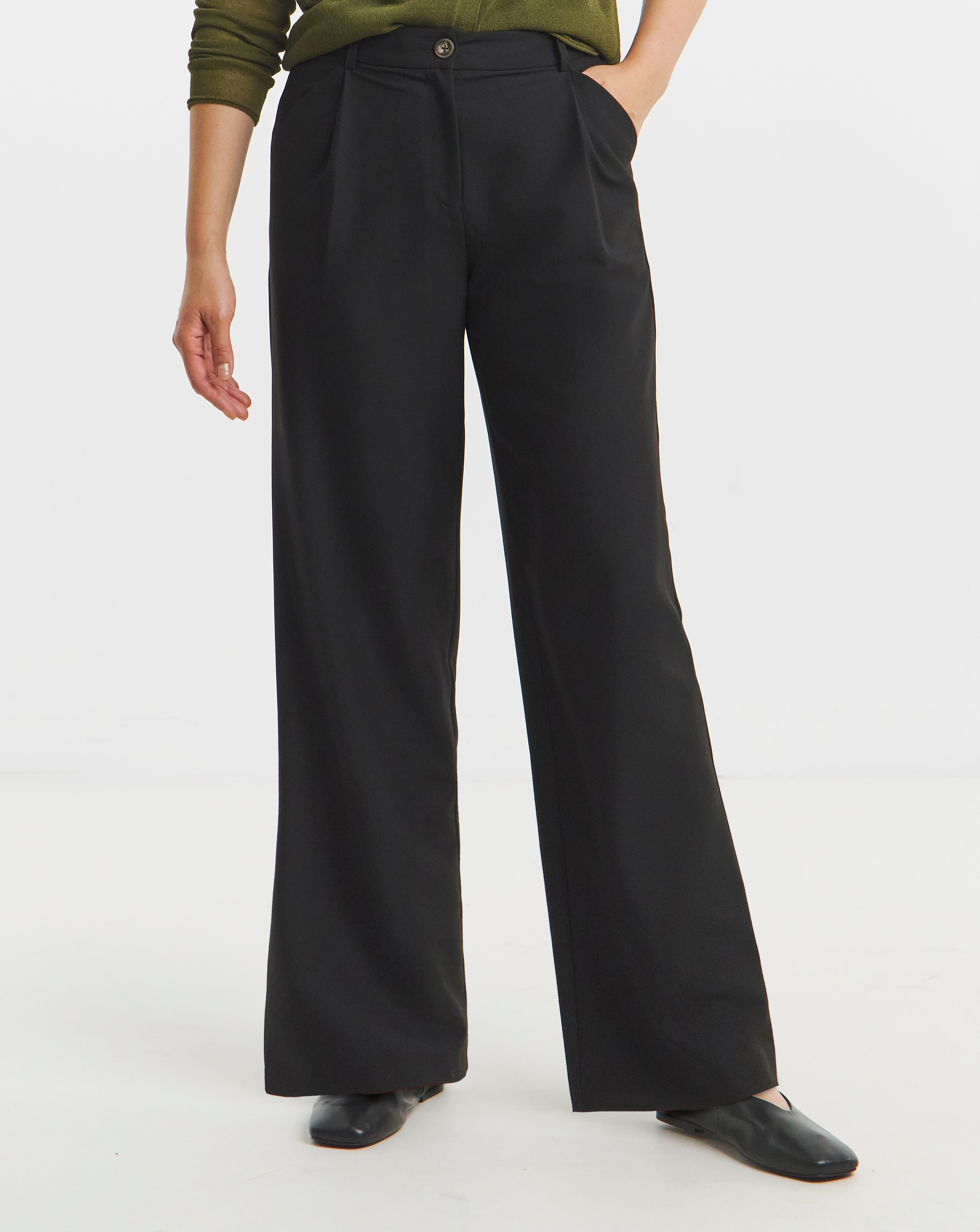 Black Tailored Wide Leg Trousers | JD Williams