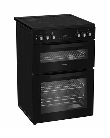 Hotpoint HTE6VDCB1 60cm Electric Twin Cooker with Multiflow - Black