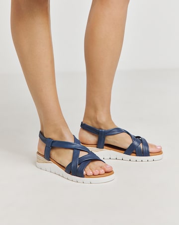 Senna Leather Tubular Sandals - Wide Fit (E)