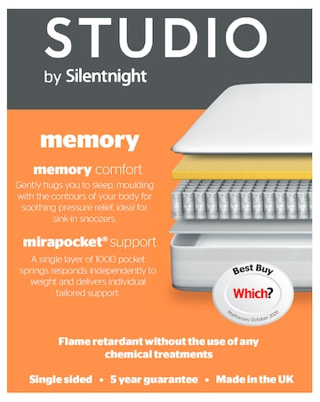 Silentnight Studio 1000 Pocket Memory Rolled Mattress - Medium Soft