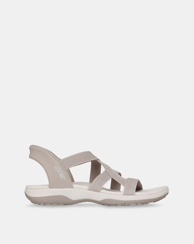 Skechers Taupe Reggae Stretch Flex Sandals - Wide Fit (E)