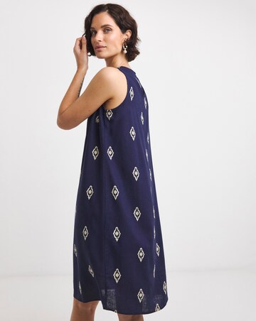 Linen Mix Sleeveless Shift Dress