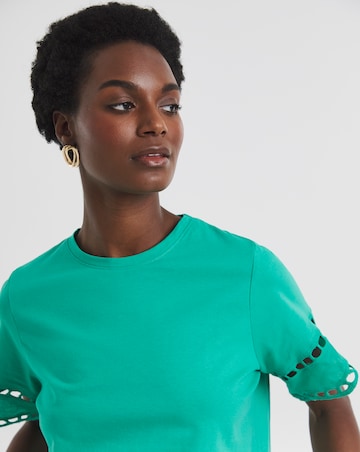Pure Cotton Green Broderie T-Shirt