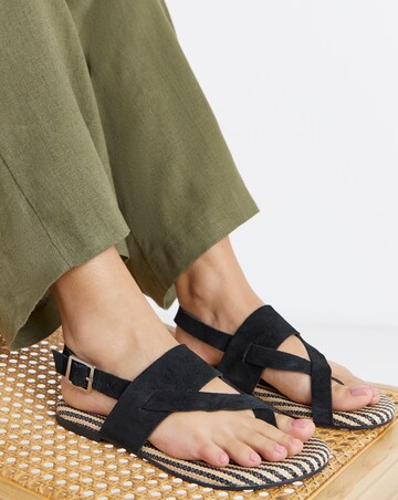 Catalina Suede Toe Post Sandals - Wide Fit (E)