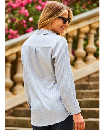 Sosandar Silver Dogtooth Longline Satin Shirt