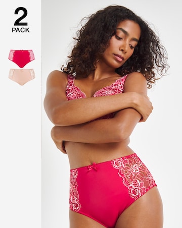 Pretty Secrets (2 Pack) Ella Lace Brief Knickers Pink Multi