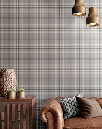 Catherine Lansfield Silver Kelso Check Wallpaper